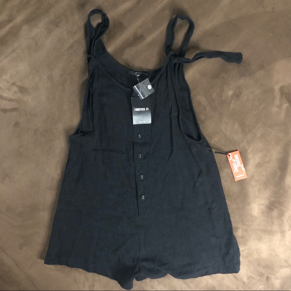 Forever 21 Black Button-up Romper NWT